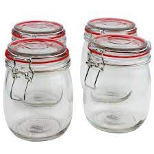 Storage 16 Oz Glass Jars With Metal Twist On Lids Twelve 12 Kitchen Dining Bar Canisters Jars