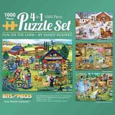 Each puzzle cut is hand designed and unique, . Amazon Com Bits And Pieces 1000 Piece Jigsaw Puzzles For Adults 20 X 27 Sandy Rusinko 4 In 1 Multi Pack Fred S Petting Pen Winter Fun On The Farm Barnyard Babies Summer Fun On The