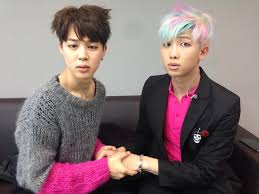 Rapmon Can You Please Do Your Hair Like That Forever It Looks Like Cotton Candy Seriously It S Amazing Bts Boys Bangtan Bts Jimin