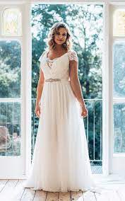 Lace Cap Sleeve Plus Size Wedding Dress At 129 85 At June Bridals We Offer Off The Shoulder W Illusion Lace Dress Wedding Dresses Simple Plus Wedding Dresses