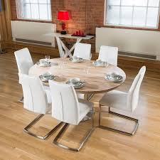Modern Dining Set Round Oval Extending Table 6 High White Chairs 5360 White Gloss Dining Table Dining Sets Modern White Dining Table