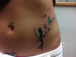 Vector illustration silhouette of funky fairy on flower pattern. 55 Silhouette Fairy Tattoos Collection