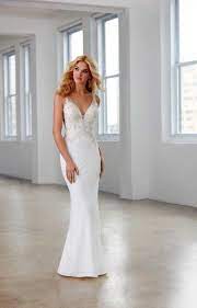 Madison James Bridal Mj362 Is A Slim Fit Sheath Wedding Dress Designed With A Soft Crepe Material Th Royal Wedding Dress Wedding Dresses Classic Wedding Dress