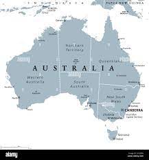 Capital Of Australia On Map Australia, Gray Political Map, With Capital Canberra, Internal  Administrative Boundaries, And Most Important Cities. Commonwealth Of  Australia Stock Photo - Alamy