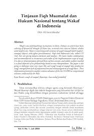 Membangun peradaban modern melalui fiqih muamalah. Pdf Tinjauan Fiqh Muamalat Dan Hukum Nasional Tentang Wakafdi Indonesia