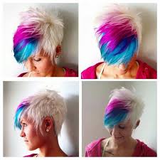 White Blue And Pink Pixie Short Hair Styles Hair Styles Short Hair Color