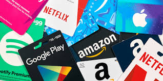 Gift cards selection