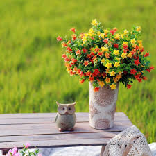 8 bundles artificial lavender flowers outdoor fake flowers for decoration uv resistant no fade faux plastic plants garden porch window box décor (purple) 4.3 out of 5 stars 3,184 $10.99 $ 10. Buy Artificial Flowers Fake Outdoor Flower Arrangements Cemetery Flower Decor Plastic Uv Resistant For Garden Table Centerpieces 4 Bundles Colorful Online In Hungary B0892g82zk