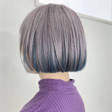 ラベンダー シルバー インナーカラー グラデーションカラー 外国人風 透明感 アッシュ グレージュ ハイトーンカラー ブルー ヘアスタイリング 髪 カラー ショートボブ カラー