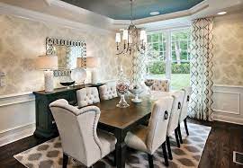Cream Fabric Wingback Chairs Dining Room Wallpaper Dining Room Design Dining Room Furniture