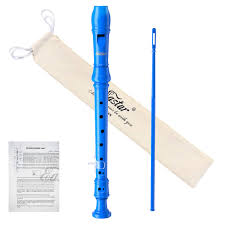 Eastar Ers 21gb Abs Soprano Recorder German Style Key Of C With Thumb Rest Fingering Chart Cleaning Rod Cotton Bag Blue