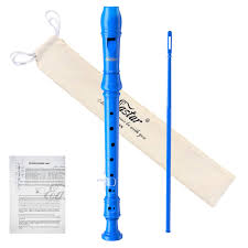 eastar ers 21gb abs soprano recorder german style key of c with thumb rest fingering chart cleaning rod cotton bag blue