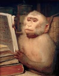 von Max: Reading Monkey. Art Print, Canvas