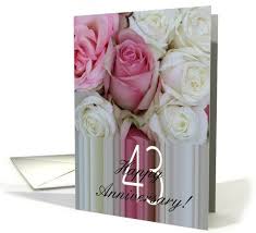 43rd Wedding Anniversary Soft Pink Roses Card In 2020 Wedding Anniversary Cards Happy Anniversary Cards Bridesmaid Thank You Cards