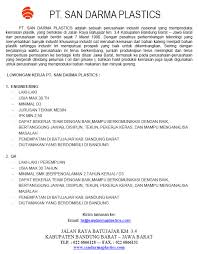 Maybe you would like to learn more about one of these? Lowongan Kerja Pt San Darma Plastics