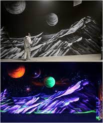 Black Light Color In The Interior 16 Creative Designs For Wall And Ceiling Home Decoration Wall Painting Air Brush Painting Wall Design
