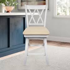 The low back and square seat are upholstered in white faux leather with a tufted design, and filled with foam for cushioned support. Leather White Bar Stools Counter Stools You Ll Love In 2021 Wayfair