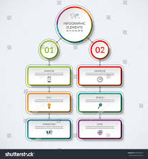 Infographic Flow Chart Template With 2 Option Circles And 6