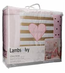 Lambs Ivy Baby Love Pink Gold Heart 4 Piece Crib Bedding Set 922648 129 99 Dsm Holdco Inc Bmibp Com