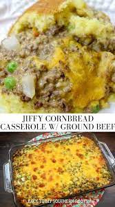Jiffy Cornbread Casserole With Ground Beef Recipe Cornbread Dinner Beef Recipes Easy Recipes