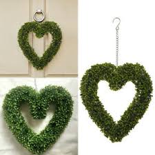 The boxwood heart circle wreath design listing includes four sizes for a wide array of hoops: Artificial 40cm Luxury Boxwood Topiary Heart Decor Wreath Memorial Door Wreaths Ebay