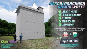 3 x 2,3 meter km/ wc 2 x 1,7 meter wastafel: Desain Rumah Walet Rbw Liang Naga 4x8 3 Lantai Terbaru Dian Walet