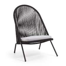 kave home shann zwarte loungestoel voor buiten cc0721s01 fauteuil buiten loungestoel stoelen