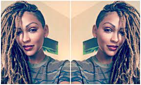 Meagan Good Gets Blonde Faux Locs For Fall Faux Locs Hairstyles Shaved Side Hairstyles Braids With Shaved Sides
