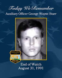 Today, we remember #VBPD Auxiliary Officer George Starr. On August 31,  1991, Auxiliary Officer Starr was struck by a car and killed at 4 a.m.  while he tried to assist people who