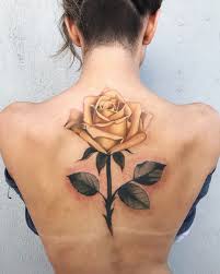 Beautiful Yellow Rose Tattoo On Back C Tattoo Artist Pony Wave Yellow Rose Tattoos Rose Tattoo Design Rose Tattoos For Women