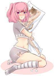 Natsuki cuddling with her Neko MC dakimakura : r/DDLC