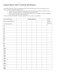 Cookie Booth Sale Tracking Worksheet Girl Scout Cookie