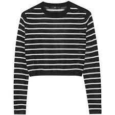Black And White Striped Shirt Womens Tibi Cropped Striped Knitted Sweater Black Striped Shirt Cropped White Shirt Striped Knitted Sweater