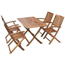 5pcs Patio Dining Room Sets Solid Wood Outdoor Garden Yard Furniture Seats 4 Backyard Patio Furniture Outdoor Folding Chairs Wooden Garden Furniture