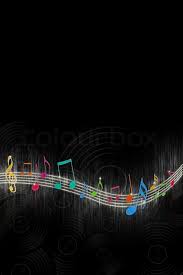 Download funny background music for videos and more. Multicolored Music Notes On Black Stock Image Colourbox