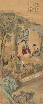 scholars learning buddhism from their monk friend chinese ink painting by gai qi 1774 1829 chinese art painting chinese painting chinese art