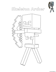 Here s a coloring page of the wither skeleton a dangerous hostile minecraft mob character spawning in the nether fortress. Skeleton Archer Minecraft Coloring Pages Printable