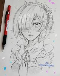 I love drawing this part of the face whether it be on an anime character, on a regular portrait picture, or even on a. Larienne On Instagram Anyone Here Knows Rem A Small Evening Sketch Larienne Deviantart Com Anime Sketch Anime Drawings Cute Drawings