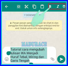 Untuk opsi yang tersedia adalah: Cara Mengubah Tulisan Wa Menjadi Huruf Tebal Miring Dan Garis Tengah Madurace