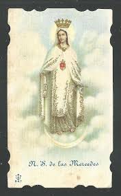Estampa Antigua Virgen De La Merced Andachtsbild Santino Holy Card Santini Virgen De Las Mercedes Tarjetas Vacaciones San Rafael Arcangel