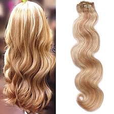 Fine hair typically lacks body. Myfashionhair Clip In Hair Extensions Real Human Hair Extensions 18 Inches 70g Clip On For Fine Hair Full Head 7 Pieces Body Wave Wavy Weft Remy Hair 18 Inches 12 613 Bw Buy Online In