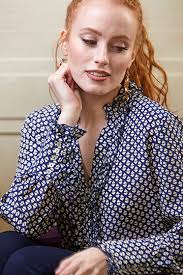 Emily Navy Print Shirt