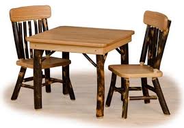 Amish Childs Oak Hardwood Hickory Table Two Childs Hickory Chairs 7115774 Hickory Furniture Kids Table And Chairs Childrens Table