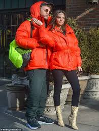 Emily Ratajkowski Kisses Husband Sebastian Bear Mcclard Couple Jacket Puffer Jacket Women Couple Outfits