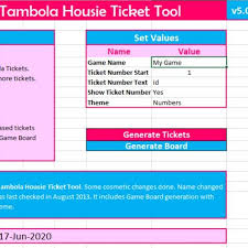 Bingo Card Generator Excel 1 90 Tambola Ticket Excel Tool In 2020 Ticket Generator Ticket Excel