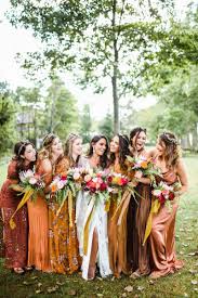 Mismatched Boho Bridesmaids In Shades Of Yellow Gold Weddingday Magazine Fall Bridesmaid Dresses Bridesmaid Dresses Boho Bridesmaid