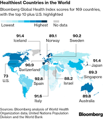 The World S Healthiest Nations 2019 Source Bloomberg Global Health Index Countries Of The World World Map