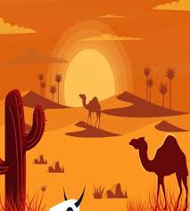 تصميم رسم صحراء مع الغروب الساحر ملف مفتوح desert drawing cartoon design graphic design logo