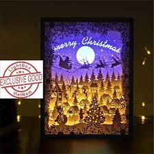Download Home Hobby Template Svg Files Light Box Paper Cut Merry Christmas 3d Paper Cut Light Box Template Svg Files Merry Christmas Shadow Box Svg Craft Supplies Tools