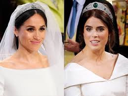 Princess eugenie, meghan markle and kate middleton each had weddings fit for a royal, so it only makes sense that their nuptials are equally as hefty. Princess Eugenie Wears Same Style Tiara As Meghan Markle To Her Royal Wedding People Com